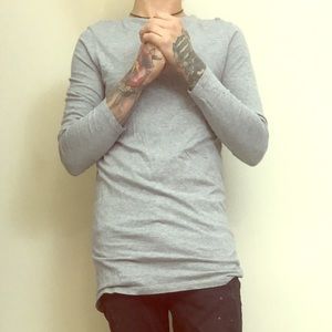 ⚡️ MENS ⚡️ ASOS Gray Longline Long-sleeve Shirt